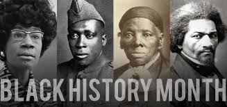 Background of 4 different important Black people with gray text: BLACK HISTORY MONTH